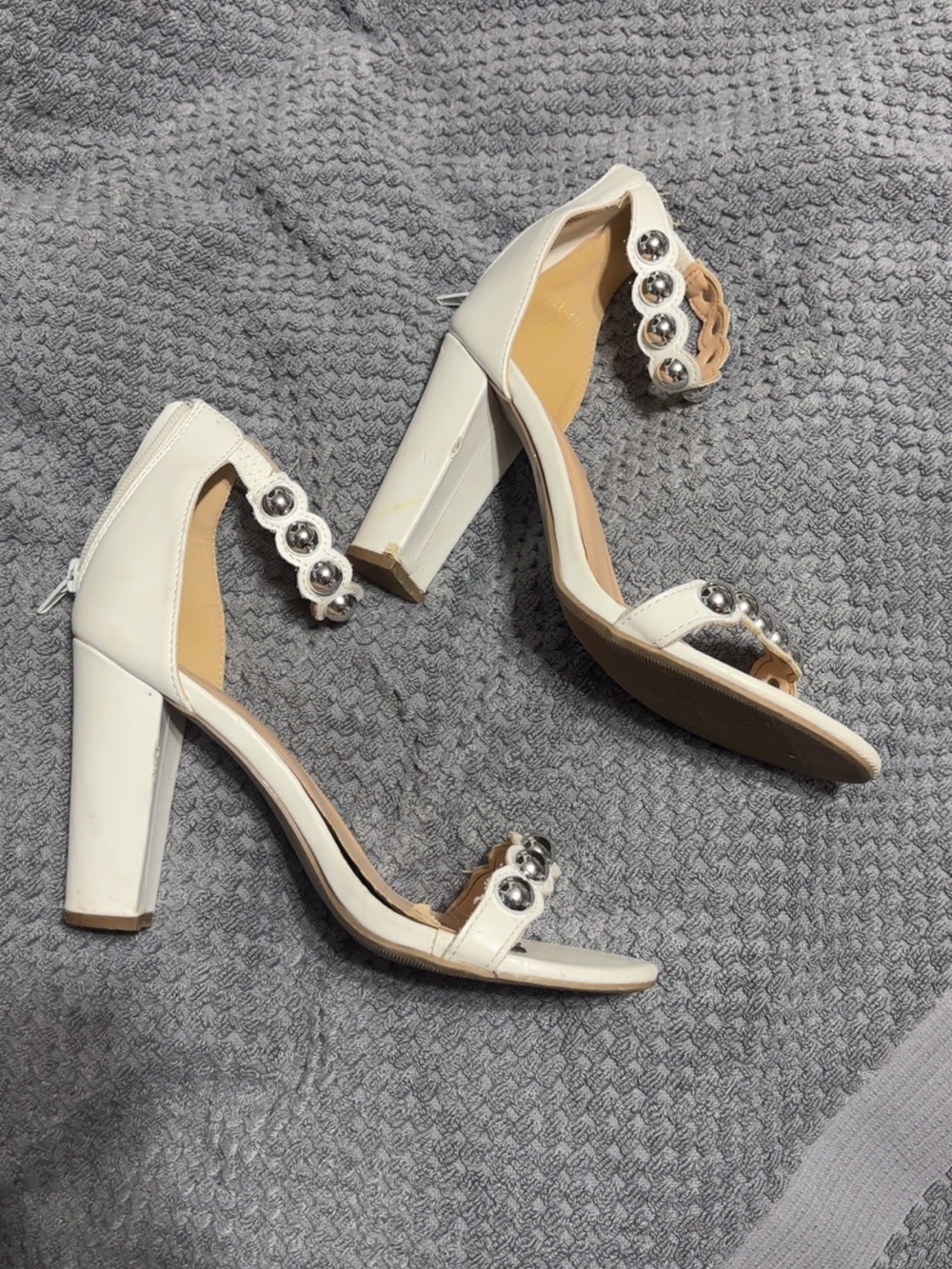 White and silver heels
